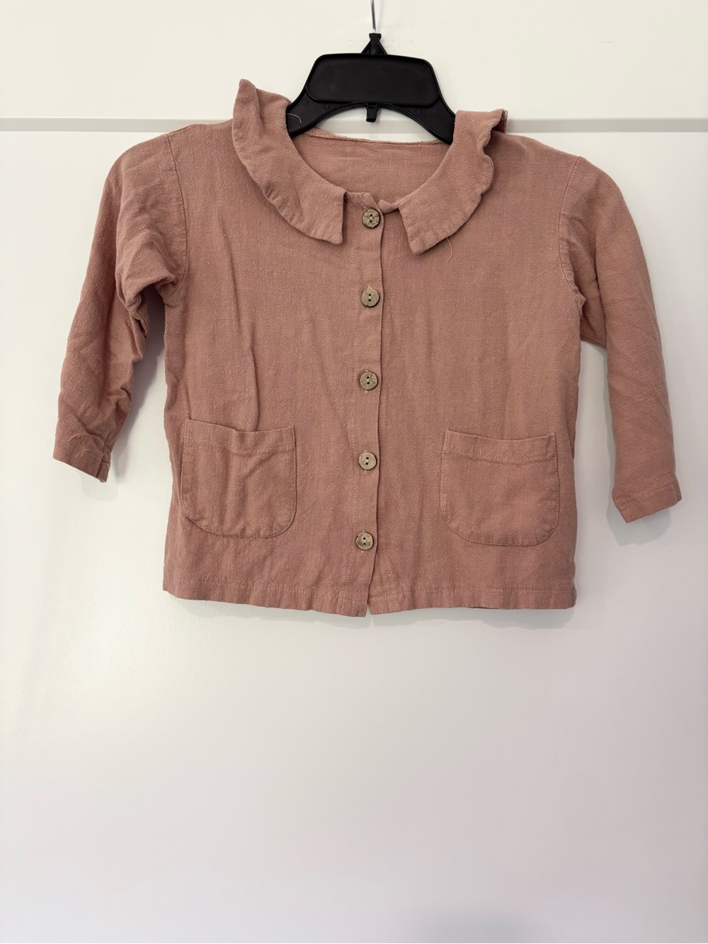 Handmade Mauve Pink Collared Button Up Long Sleeve Top 4T